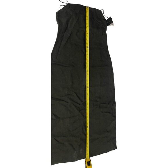 Massimo Dutti Womens Midi Dress Linen M Brown slits Open Back 6664/100 NWT - Picture 11 of 12